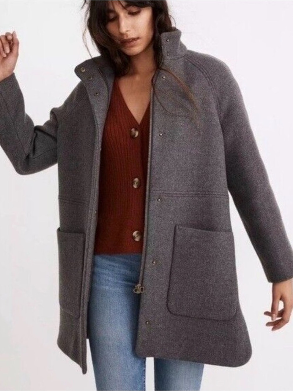 Madewell Estate Cocoon Wool Coat - dark gray - medium